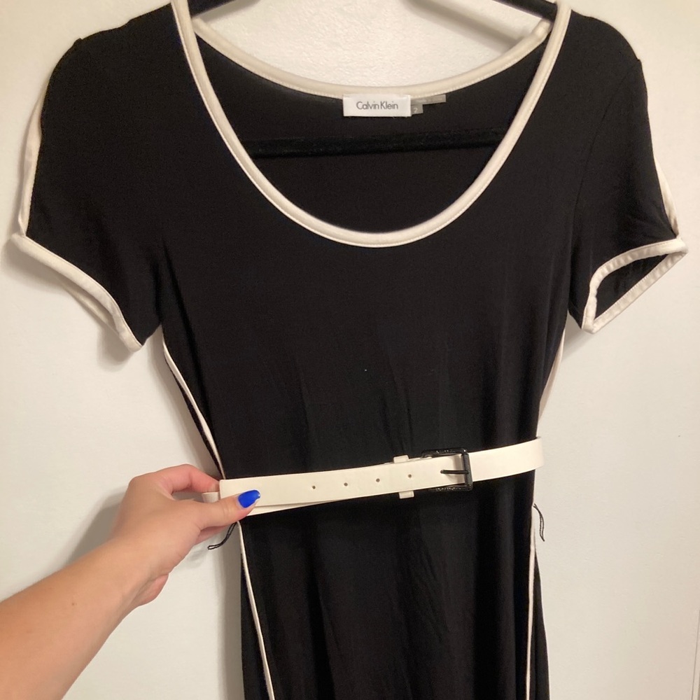 Calvin Klein black and white scuba dress